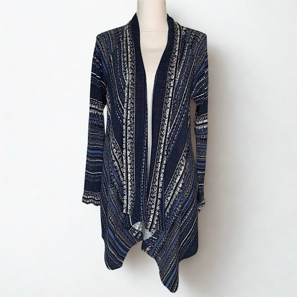Splendid Women’s Waterfall Cardigan Sweater Blue White Size Small